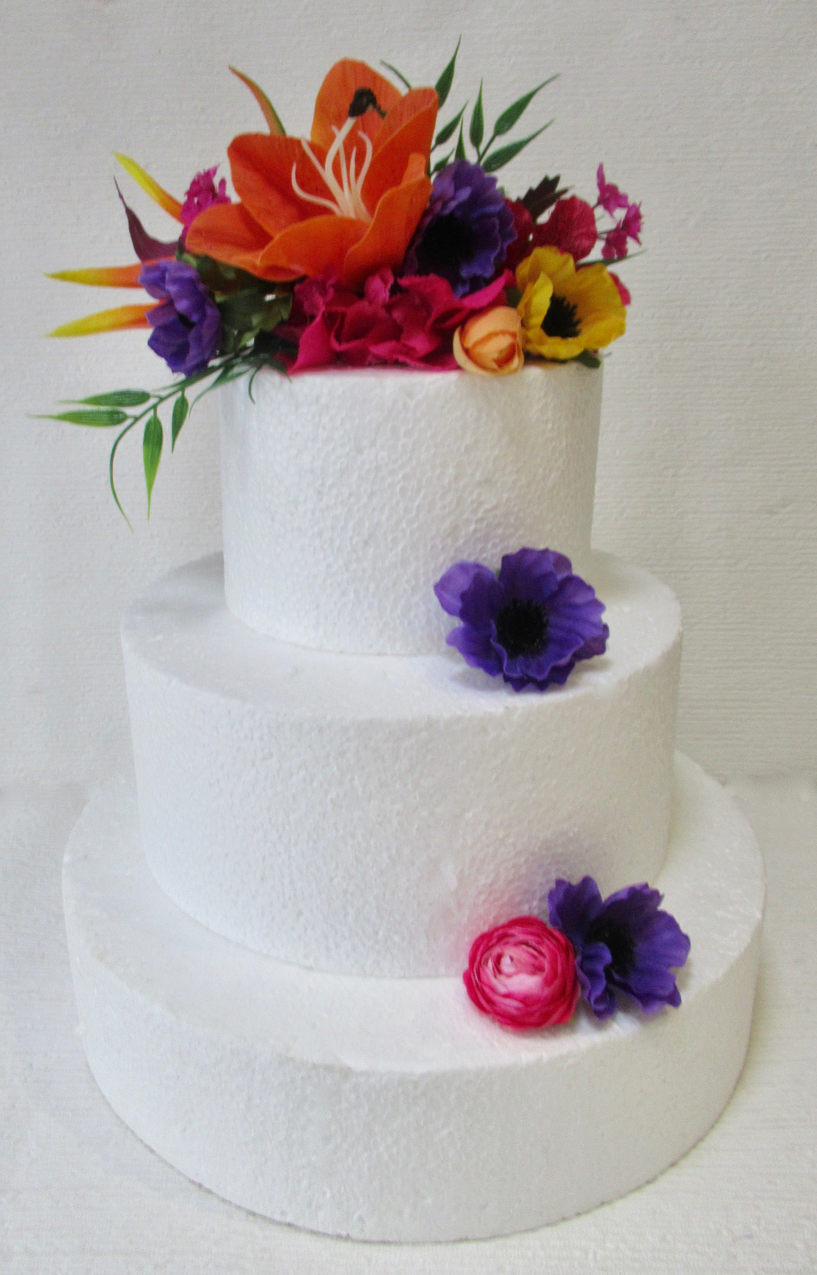 Orange, purple & fuchsia cake flowers, tropical cake flowers